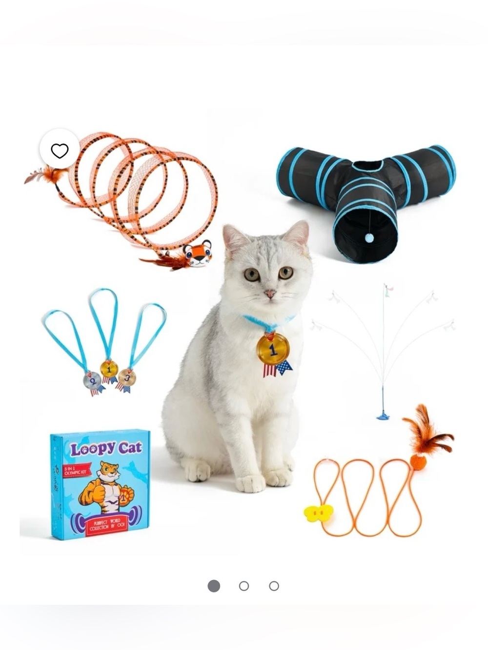LOOPY CAT Olympic kit 5 Toys in 1 Box Interactive Cat Toy Set - Tunnel, Wand, Su